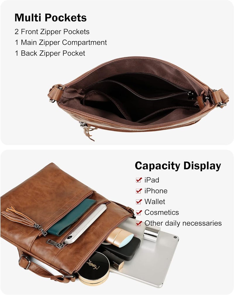 MASINTOR Crossbody Purses for Women, Multi Pocket Casual Crossbody Bag, Adjustable Strap Shoulder Bag with Tassel - Image 3